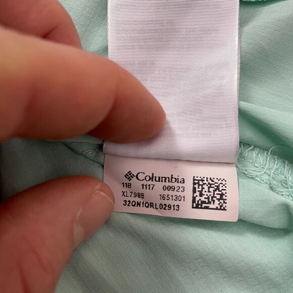 Columbia PFG Tamiami Active Shirt Womens Xl Green Short Sleeve Zip Pocket Casual - Picture 9 of 13